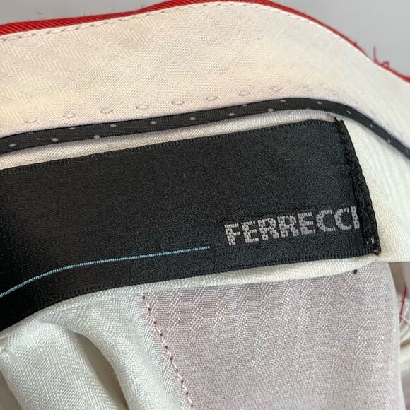 FERRECCI Men's Red Satin Short Super 150's Flat Front Suit Pant SZ 28S - Picture 13 of 14